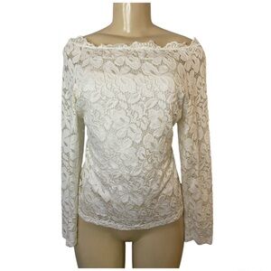Y2K White Floral Lace Off The Shoulder Fairy Cottage Medium